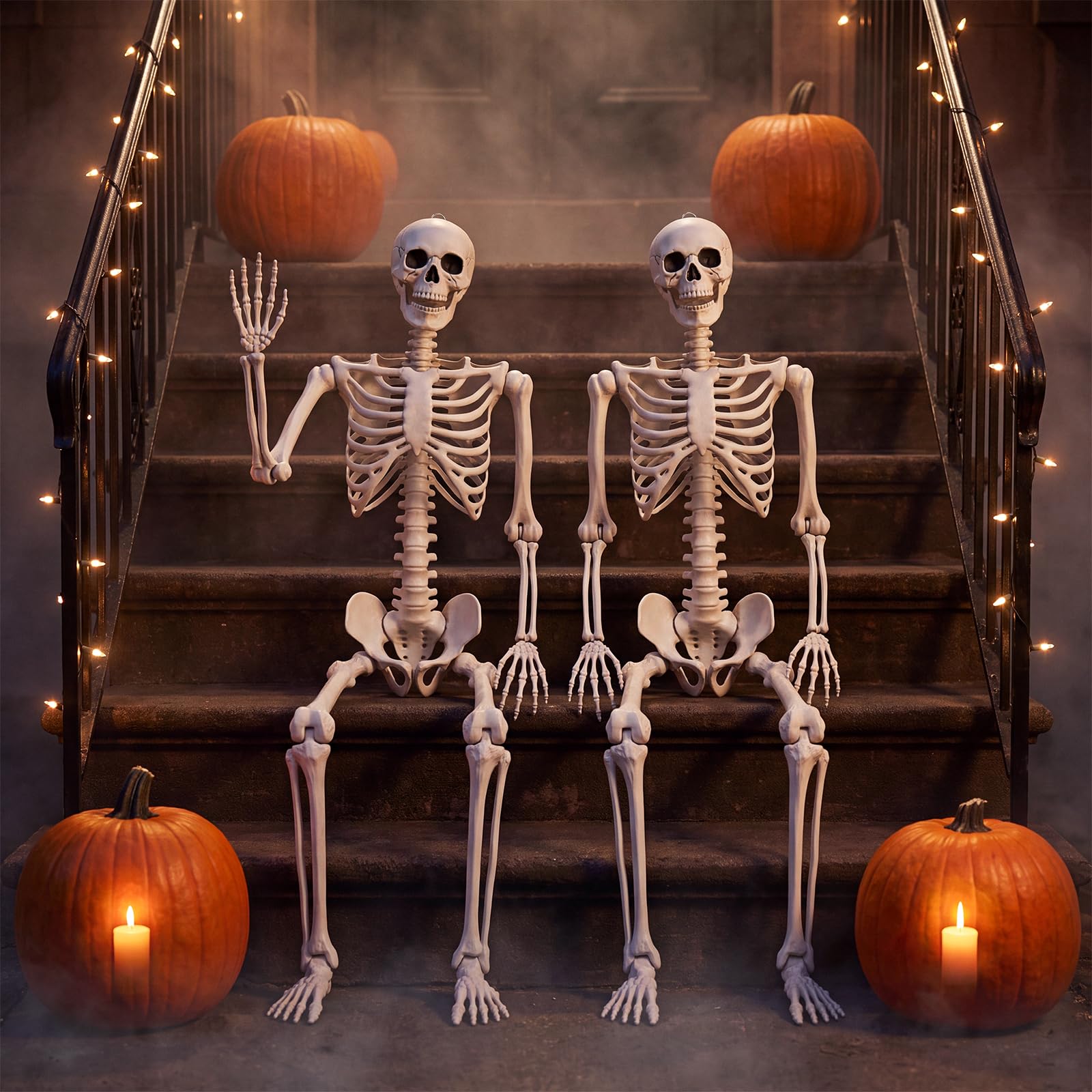 Descholle skeleton displayed on a porch
