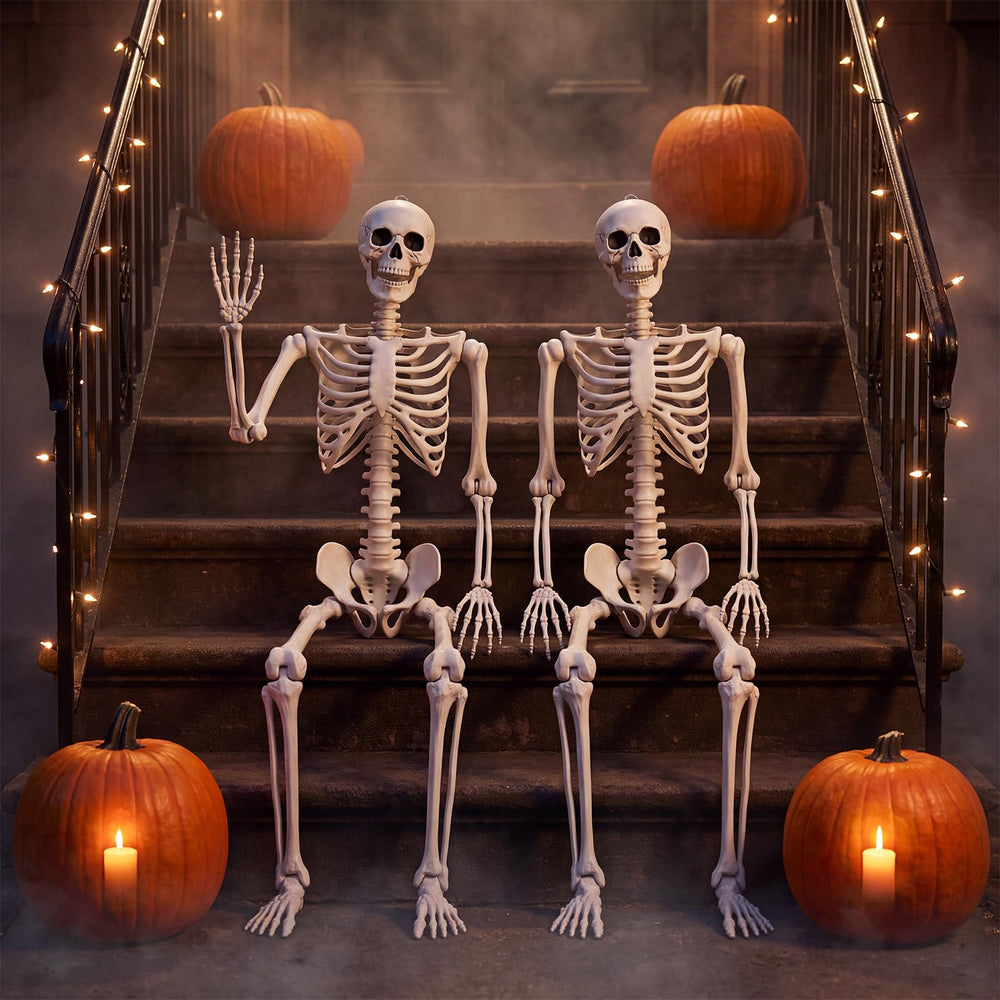 Descholle skeleton displayed on a porch