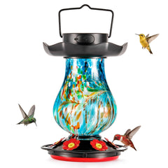 DesGully Solar Hummingbird Feeder front view in blue
