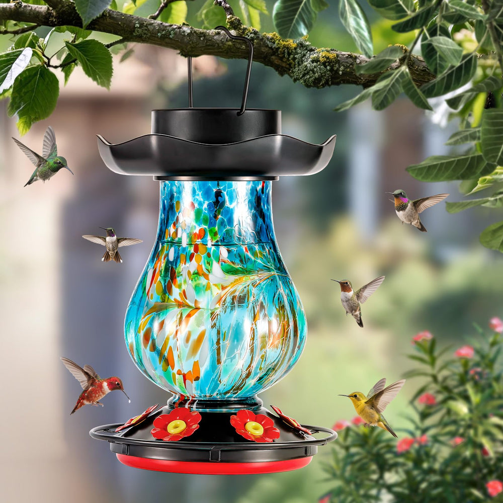 DesGully Solar Hummingbird Feeder hanging in garden