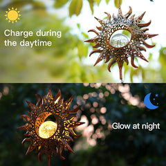 DesGully Solar Wind Chimes glowing crackle glass close-up