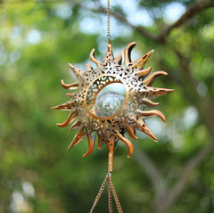 DesGully Solar Wind Chimes hanging outdoors in garden