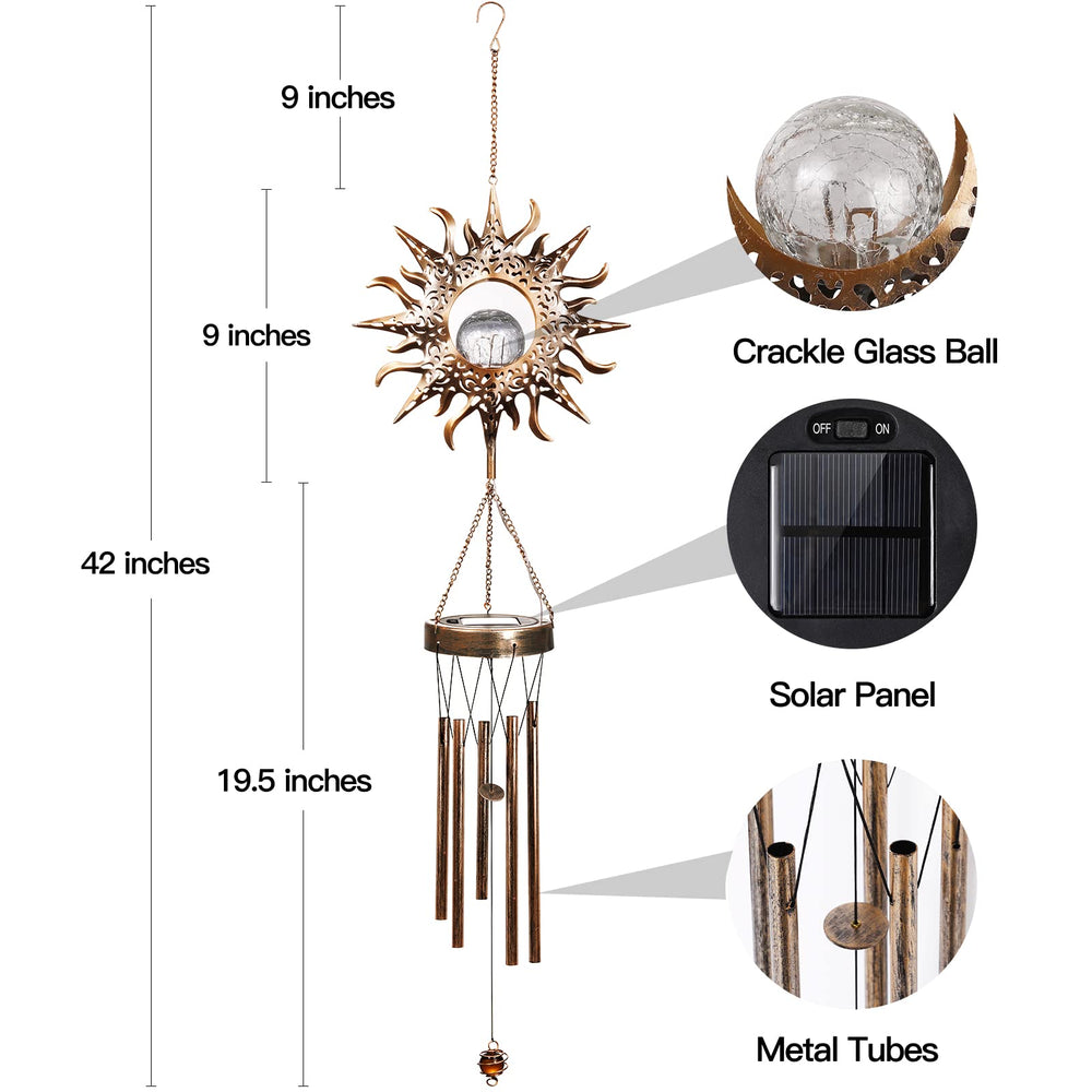 DesGully Solar Wind Chimes packaging and specifications