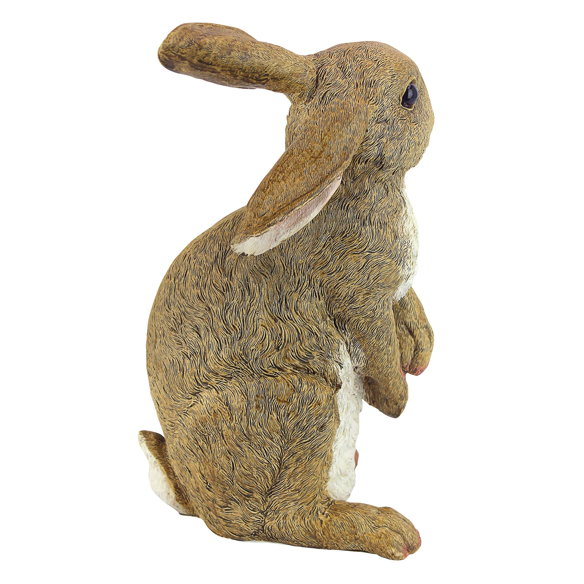 Design Toscano Hopper the Bunny statue against a floral backdrop