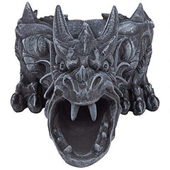 Design Toscano RANIER DRAGON RAINSPOUT close-up of the faux gothic stone finish