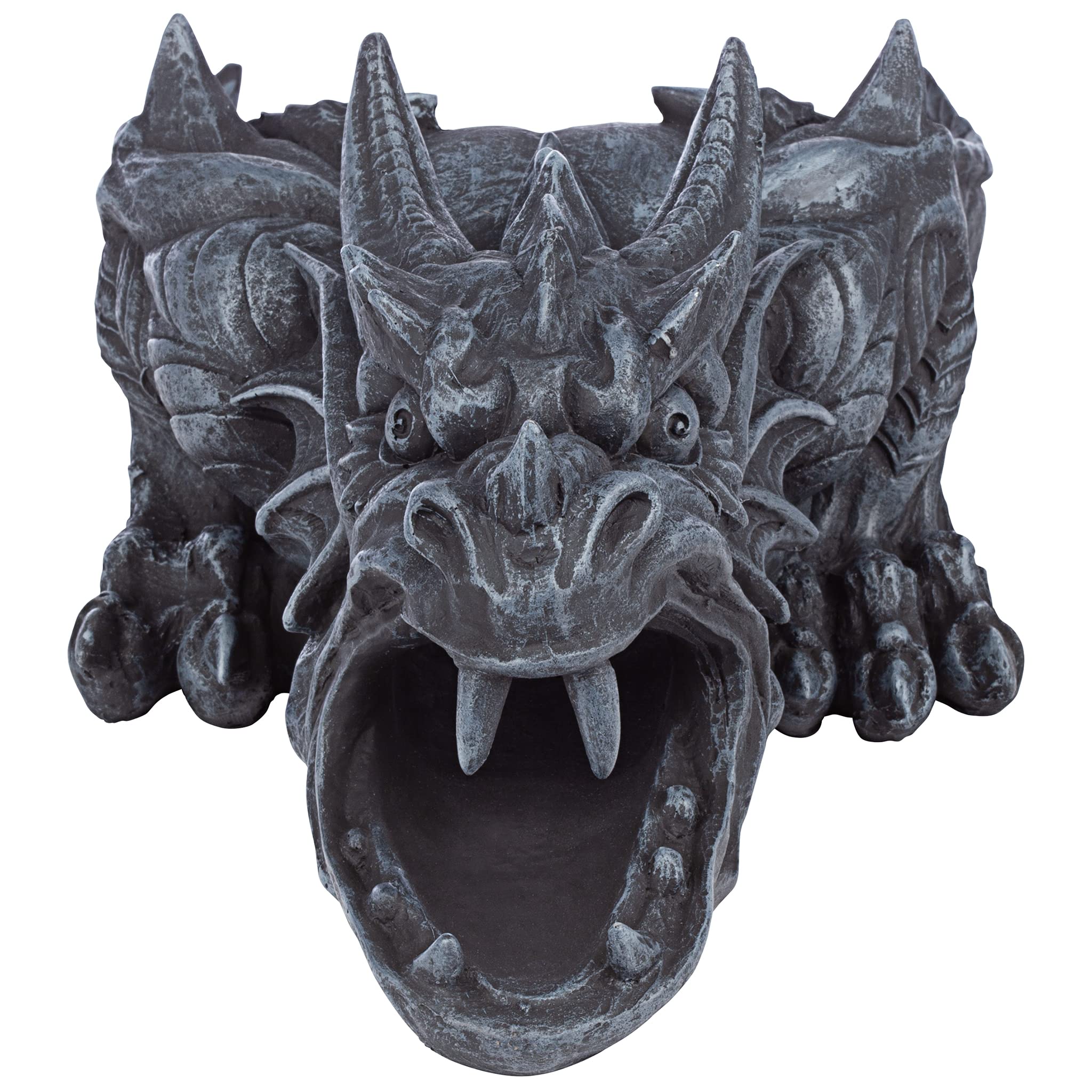 Design Toscano RANIER DRAGON RAINSPOUT in a garden setting