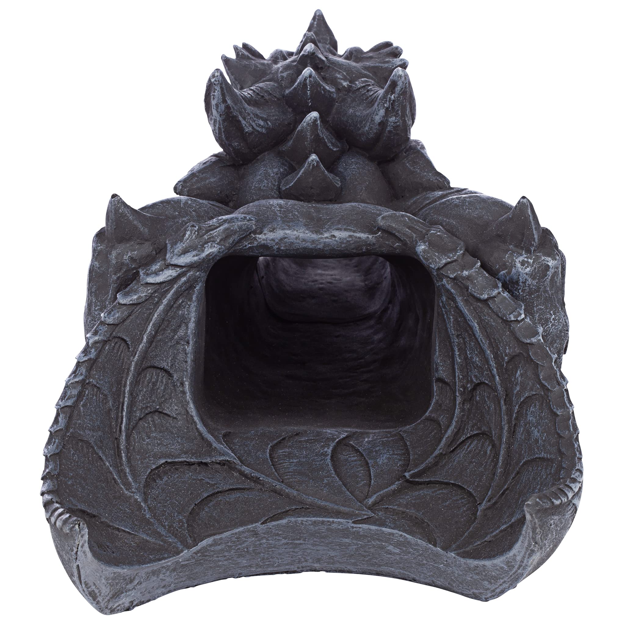Design Toscano RANIER DRAGON RAINSPOUT on a patio