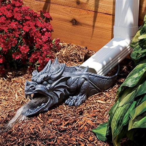 Design Toscano RANIER DRAGON RAINSPOUT side view showcasing the gargoyle design