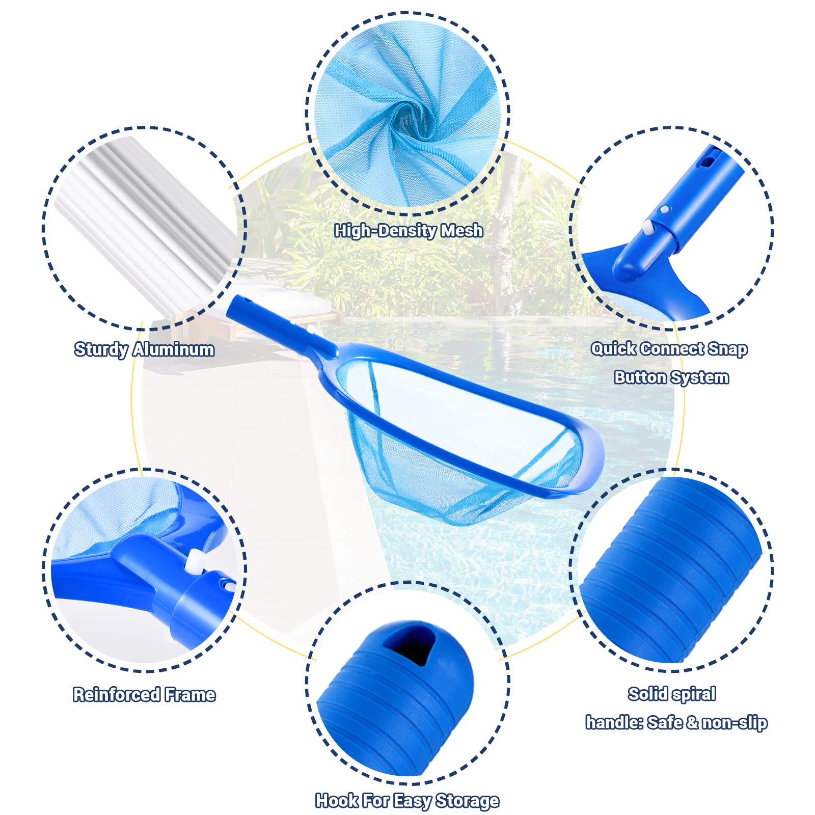 Detachable aluminum poles of Tavaleu Pool Skimmer