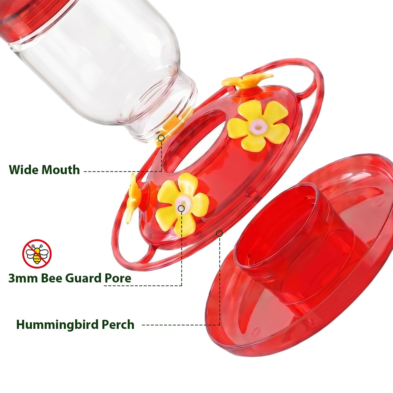 Detachable base of Hpewi hummingbird feeder for easy cleaning