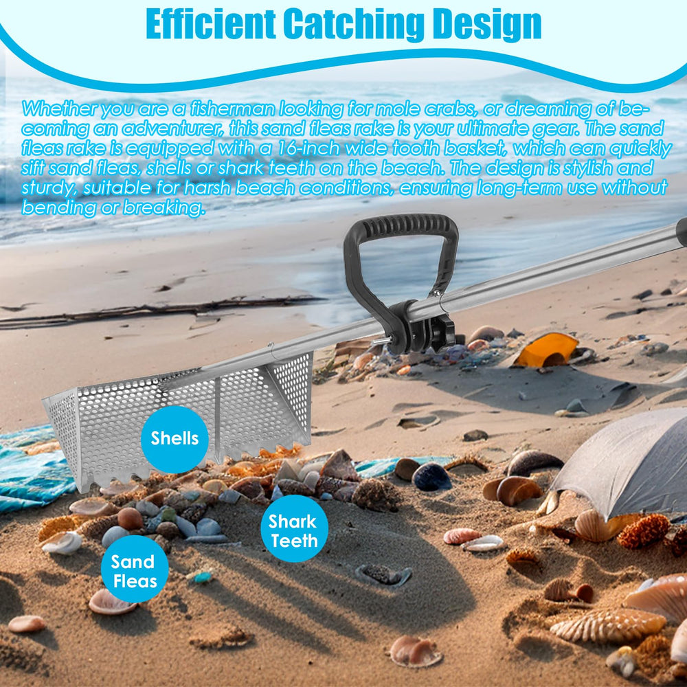 Detachable handle segments of the AshKiz Sand Flea Rake