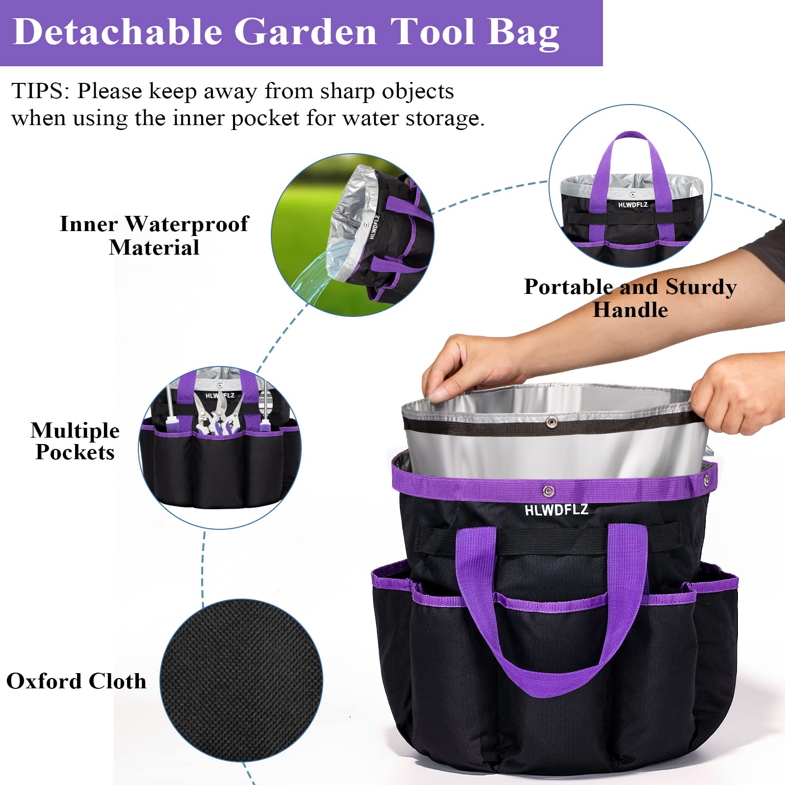 Detachable storage bag with large side pockets