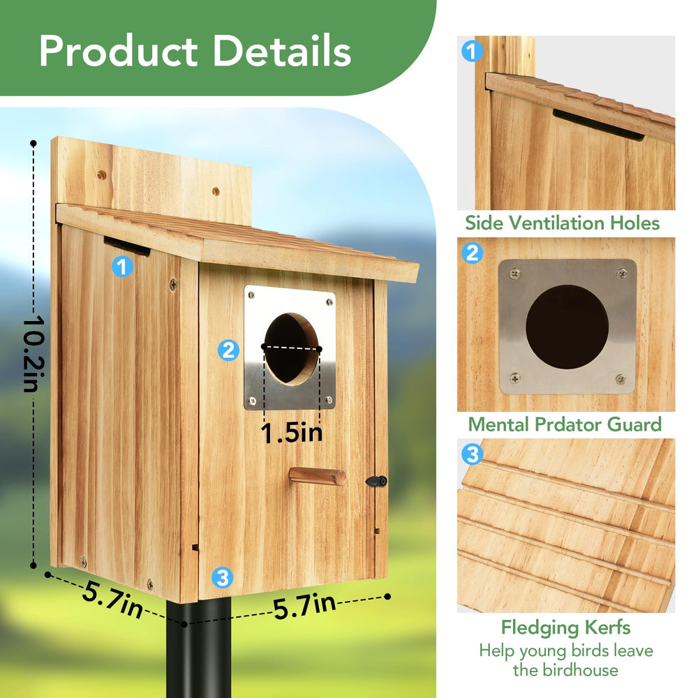 Detail of Fitraho birdhouse top-side ventilation openings