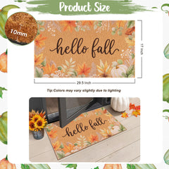 Detail of Fttoyoly doormat with eucalyptus and pumpkins