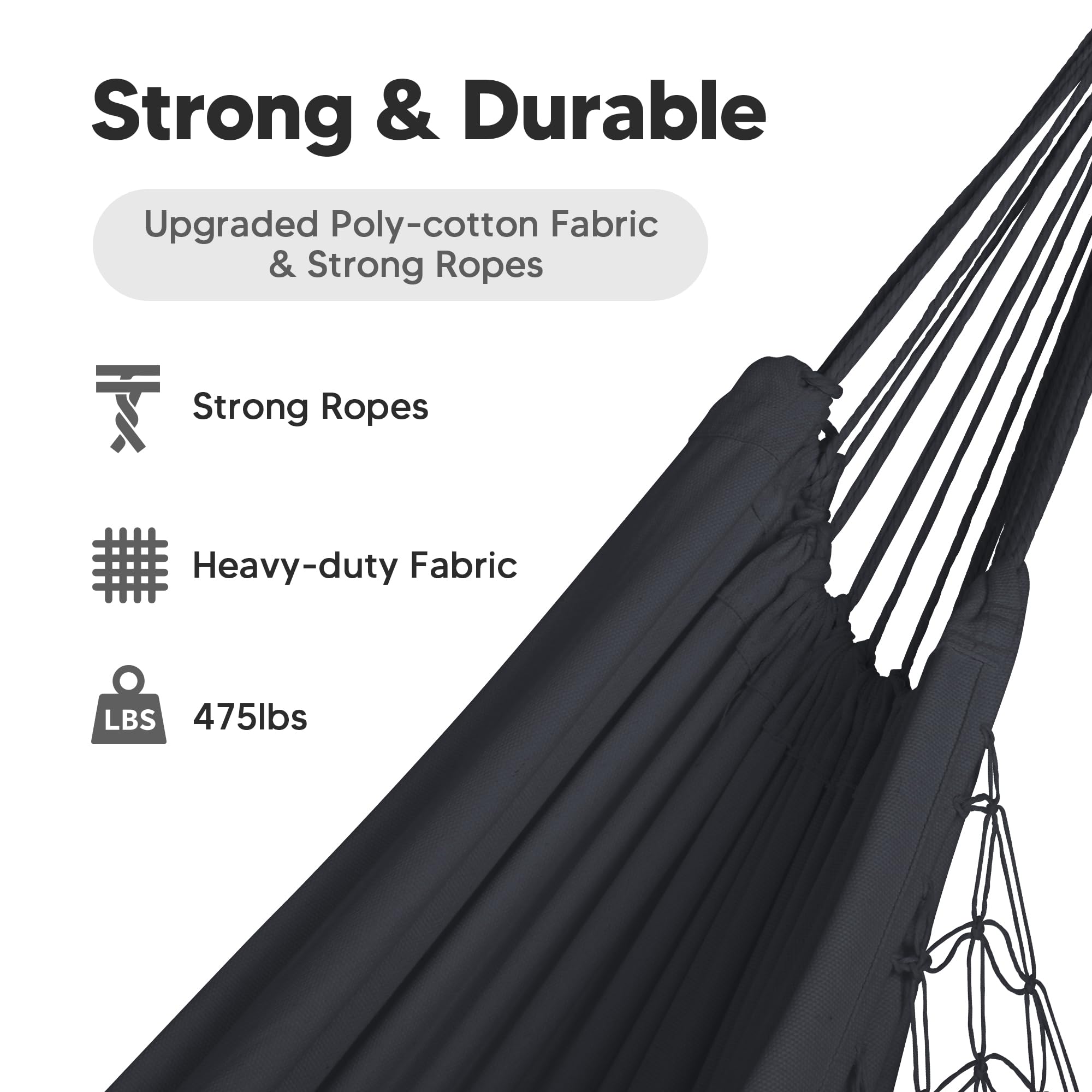 Detail of handcrafted ropes on SUNCREAT camping hammock