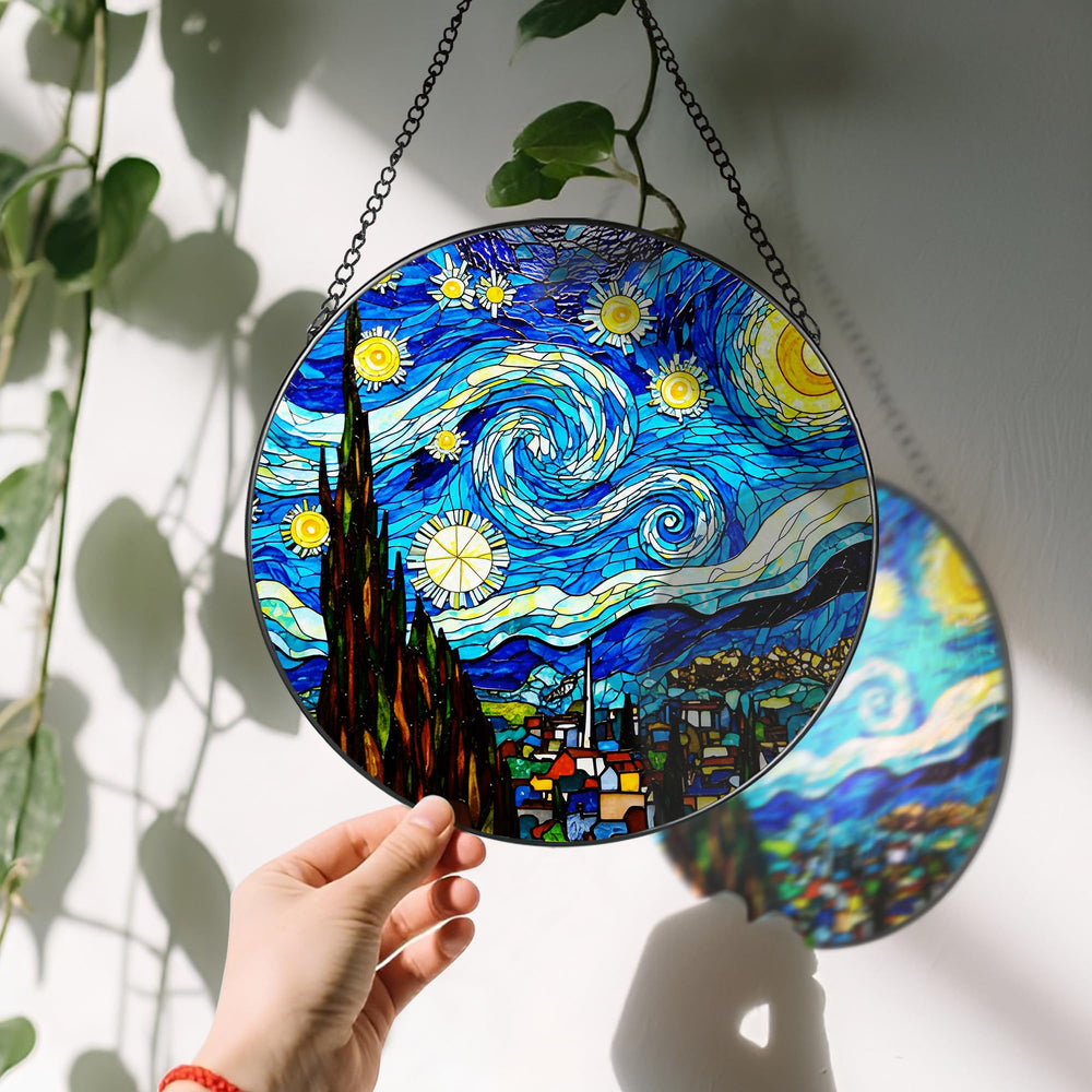 Detail of LAOWEIKI Starry Night stained glass design
