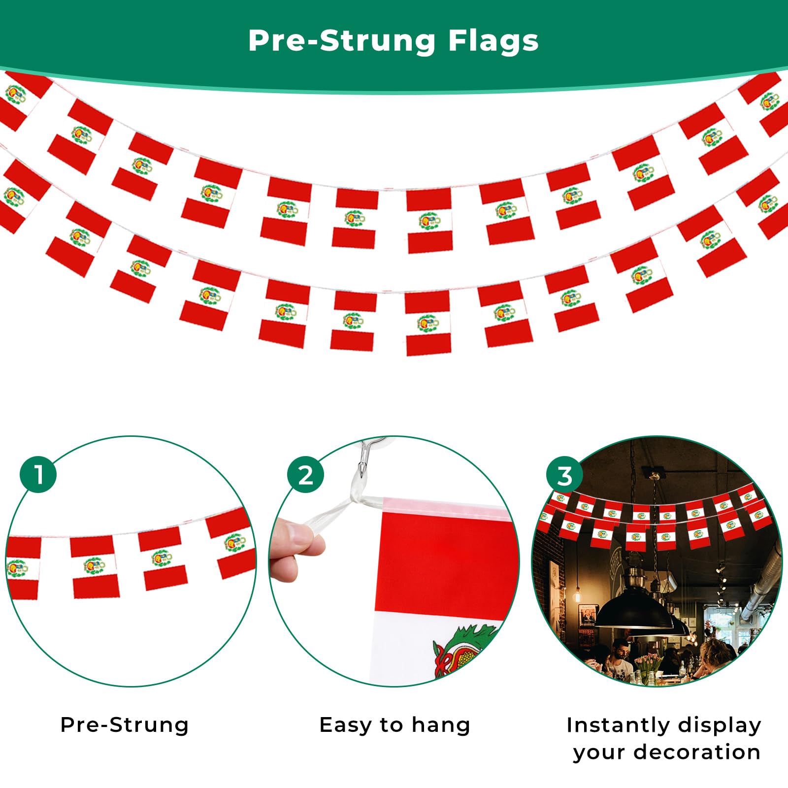 Detail of mflagperft Peru flags made of polyester