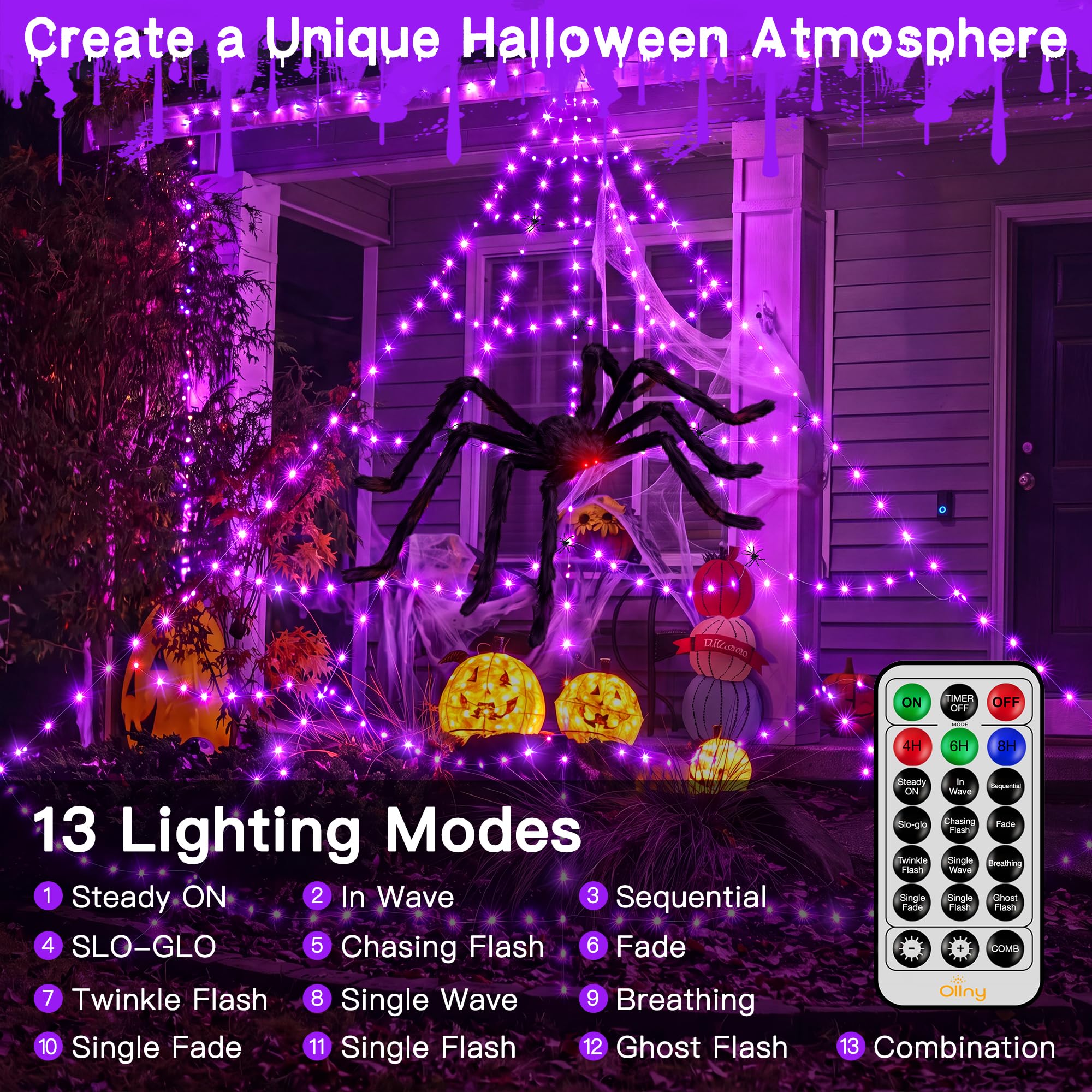 Detail of mini plastic spiders included in the package