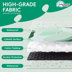 Detail of RYCHIC picnic blanket fabric showing waterproof material