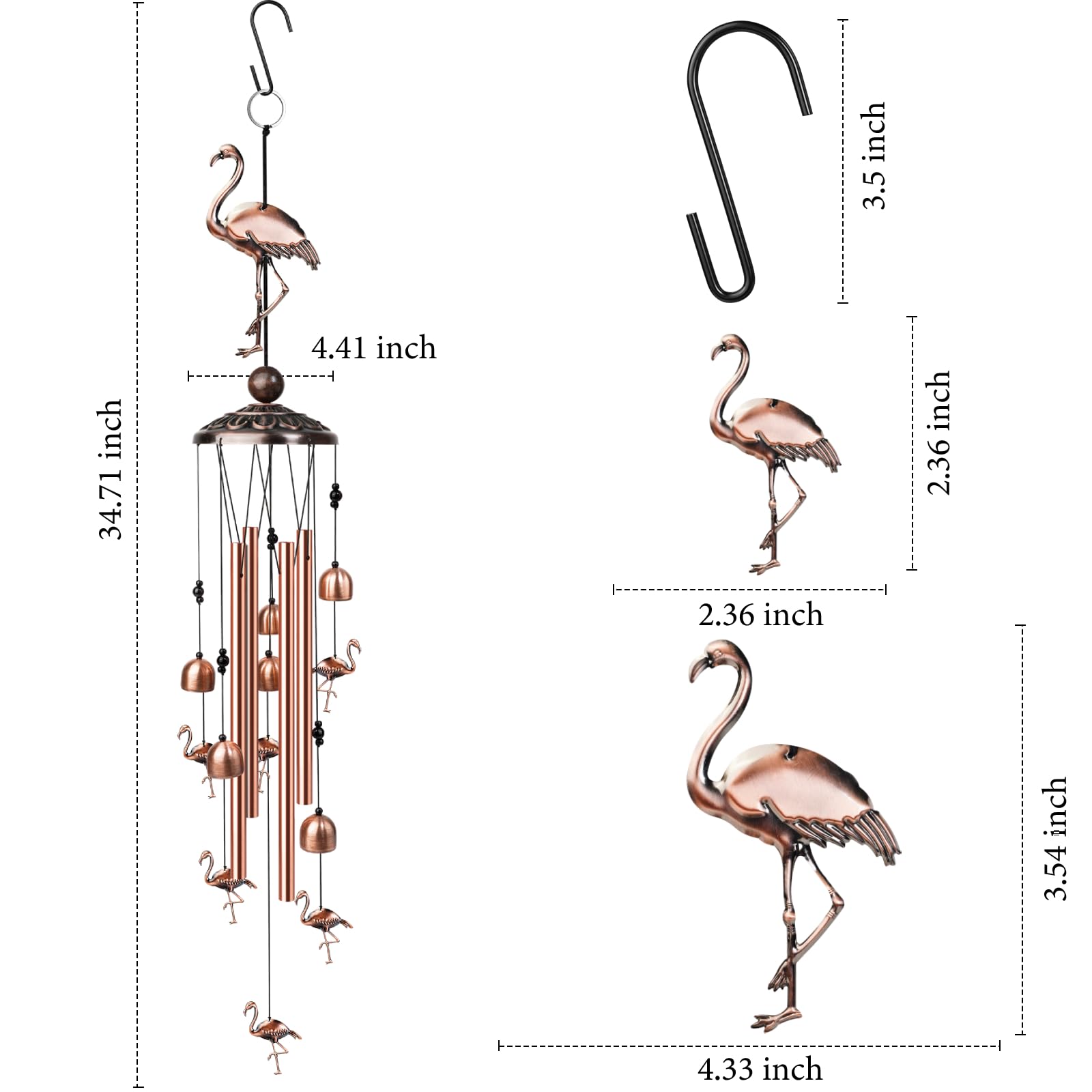 Detail of the bell charms on Nowpis Flamingo Wind Chimes