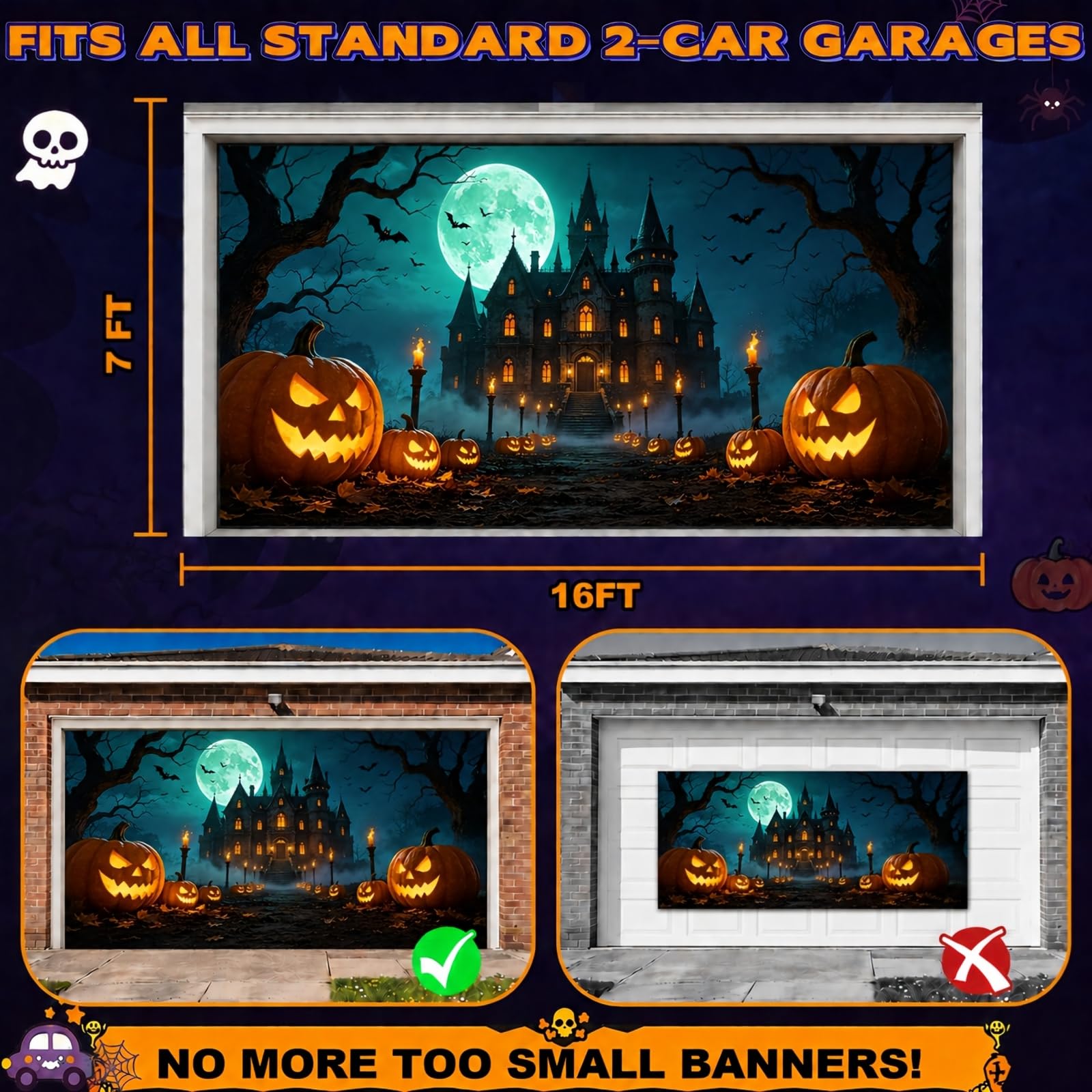 Detail of the fabric texture of Allotall Halloween Garage Door Cover