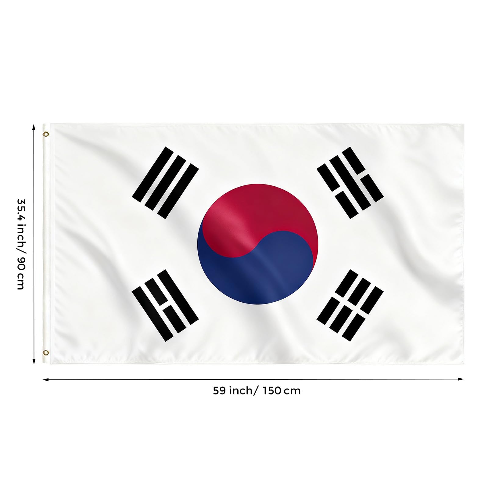 Detailed close-up of VELIFFCO Korean Flag showing fabric texture