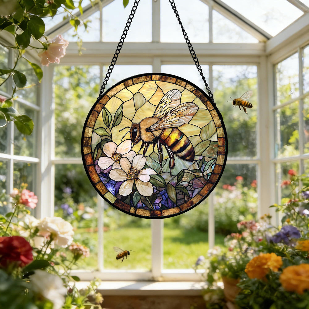 Detailed patterns of AMDERVEN stained glass suncatcher