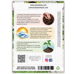 Detailed sowing information on Seed Needs sunflower seed packet