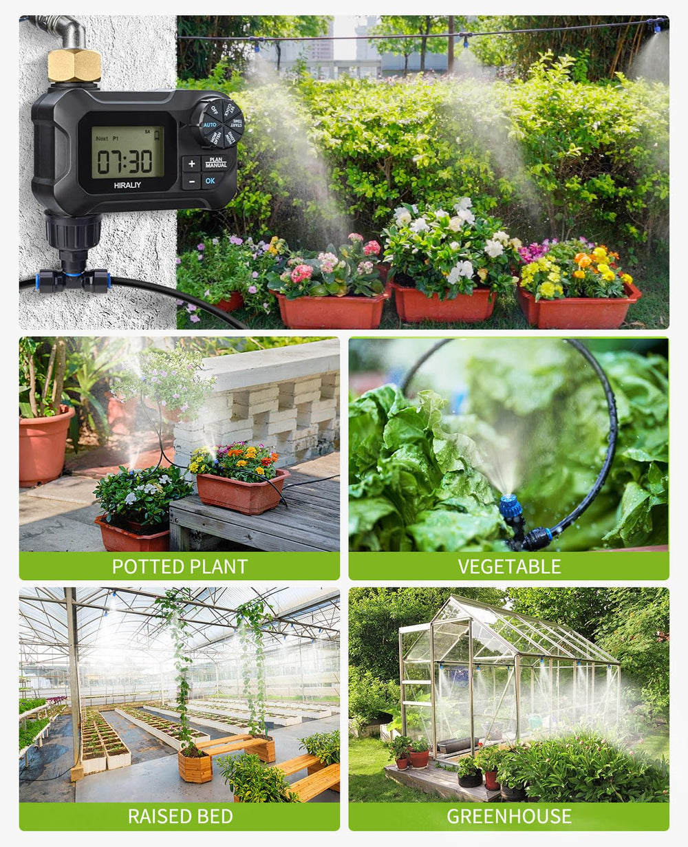Detailed view of adjustable nozzles for targeted watering