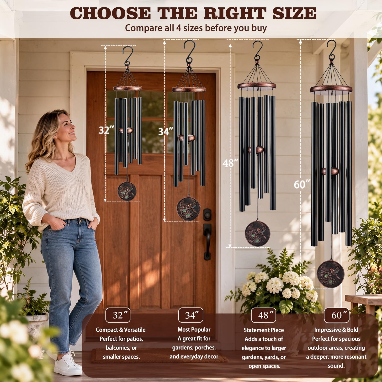 Detailed view of aluminum tubes on Gabzart wind chimes
