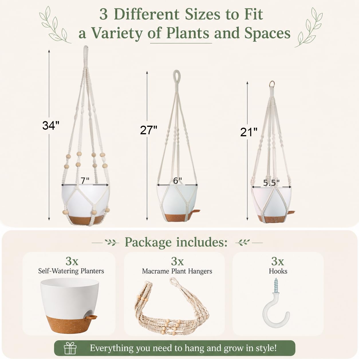 Detailed view of Bouqlife self-watering pot and macrame hanger