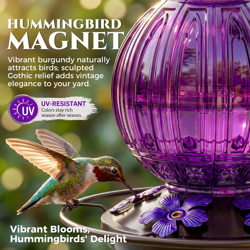 Detailed view of Grete Gotye Hummingbird Feeder feeding ports