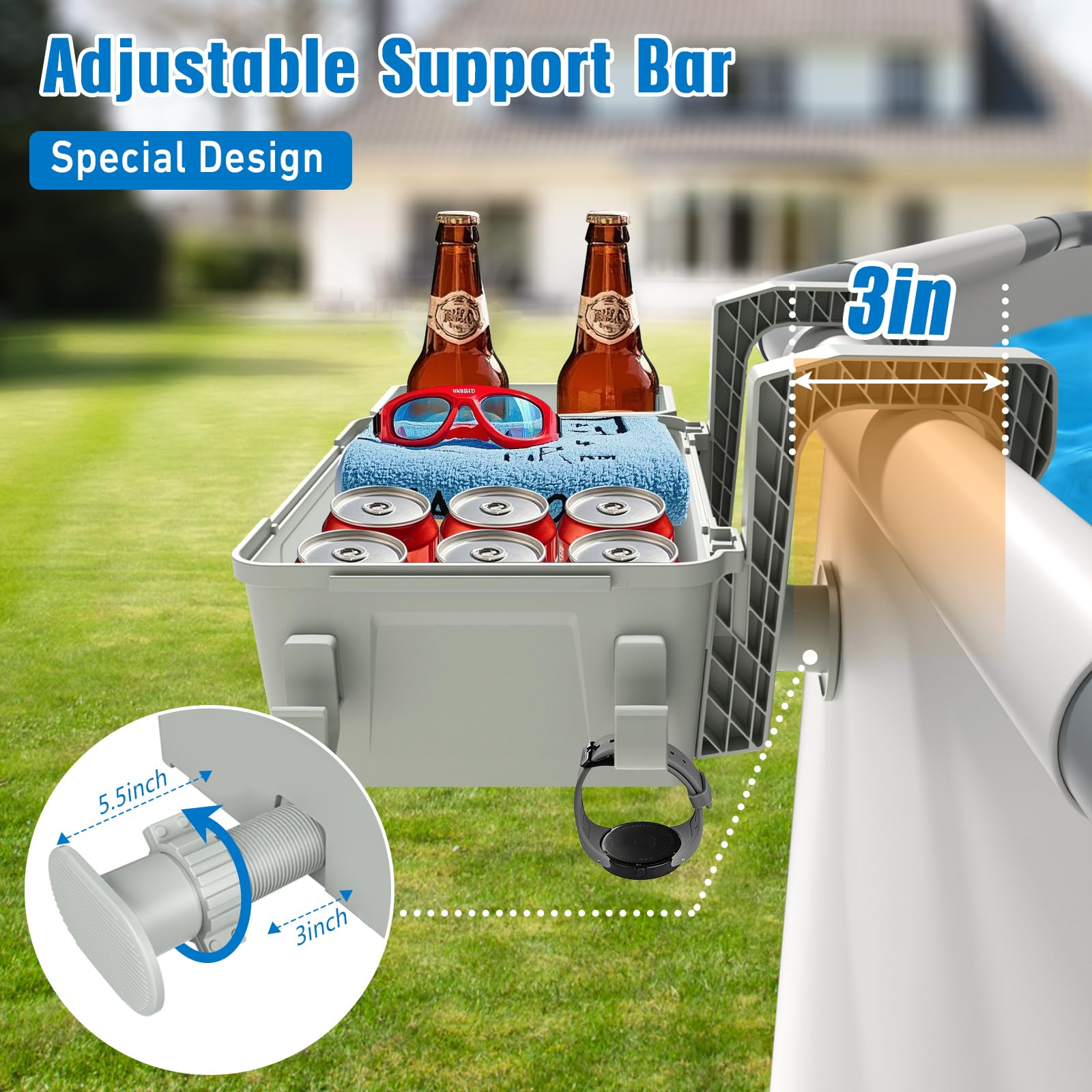 Detailed view of hooks and support bar of HKQ Storage Basket
