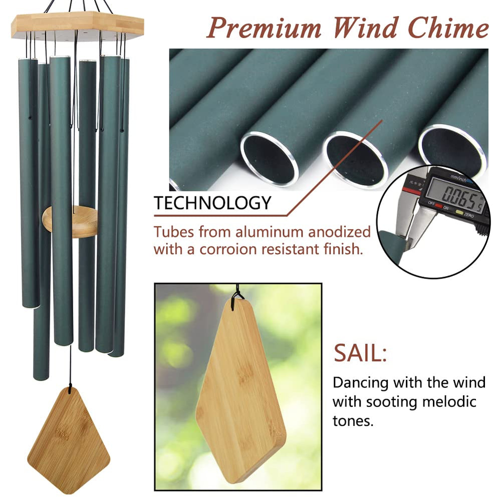 Detailed view of Howarmer wind chime's aluminum tubes