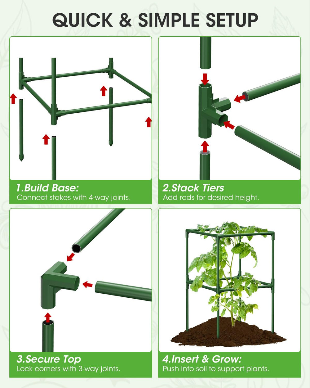 Detailed view of MQHUAYU tomato cage structure