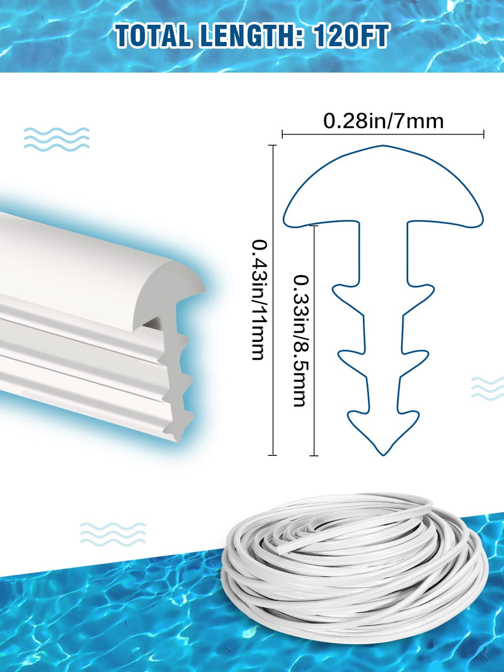 Detailed view of PAMASE Pool Liner Lock dimensions