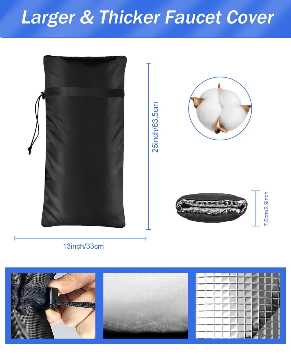 Detailed view of POROLIR faucet cover showing adjustable straps