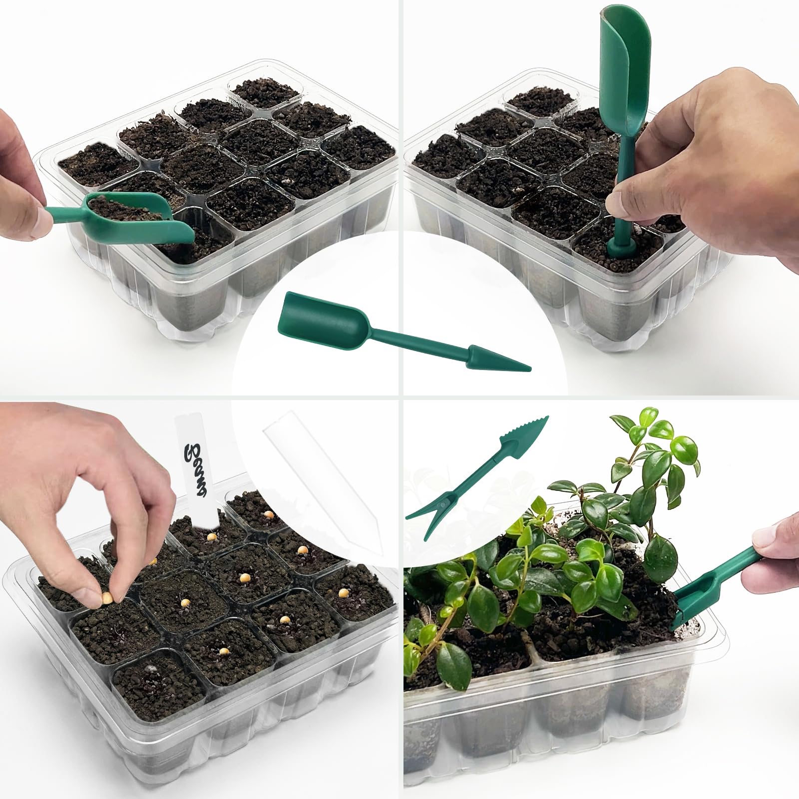 Detailed view of Qoolife seed starter tray's LED setup