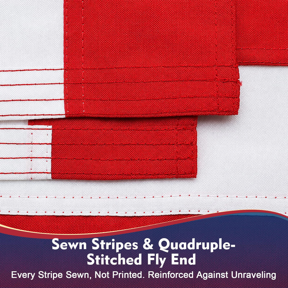 Detailed view of sewn stripes on TOPFLAGS American Flag