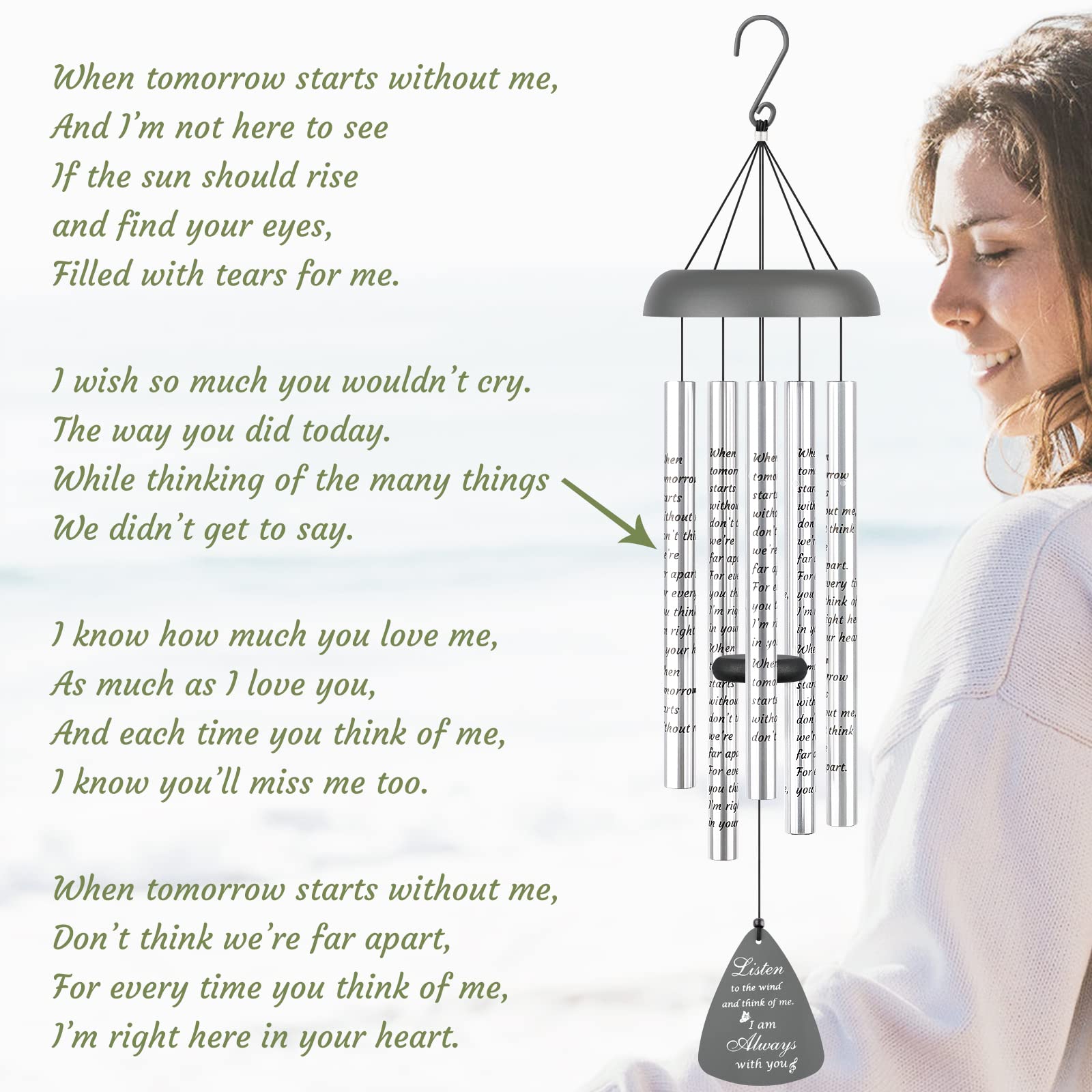 Detailed view of the aluminum tubes of the wind chimes