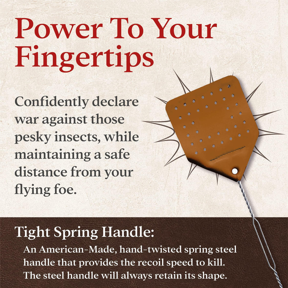 Detailed view of the Amish craftsmanship on the fly swatter