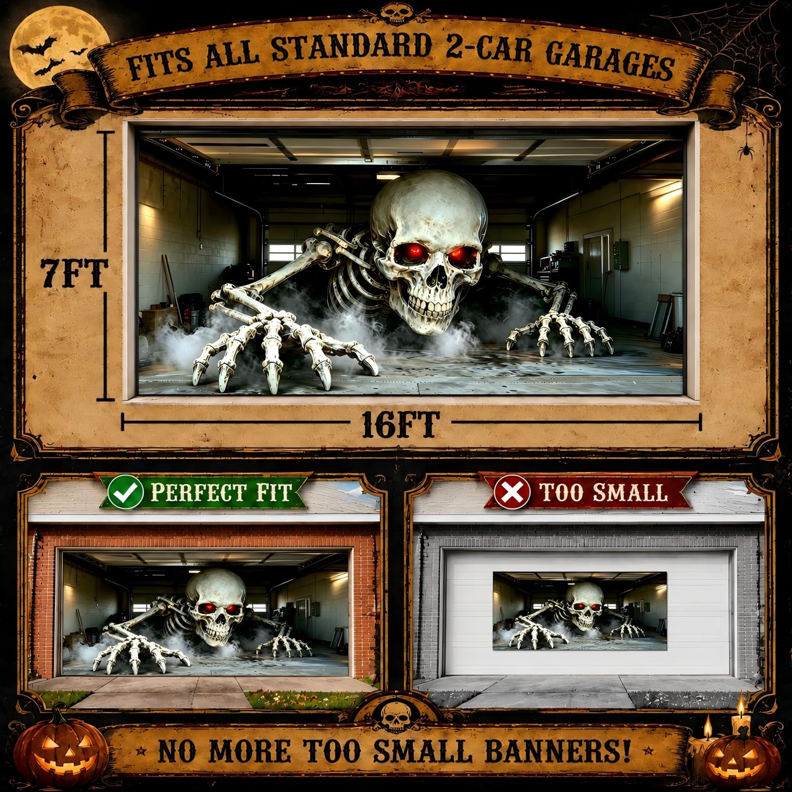 Detailed view of the dark atmosphere on Anrtrog Halloween Garage Door Cover
