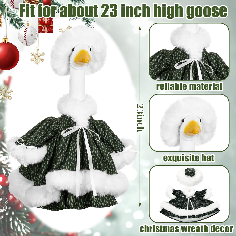 Detailed view of the dark green porch goose costume design