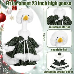 Detailed view of the dark green porch goose costume design