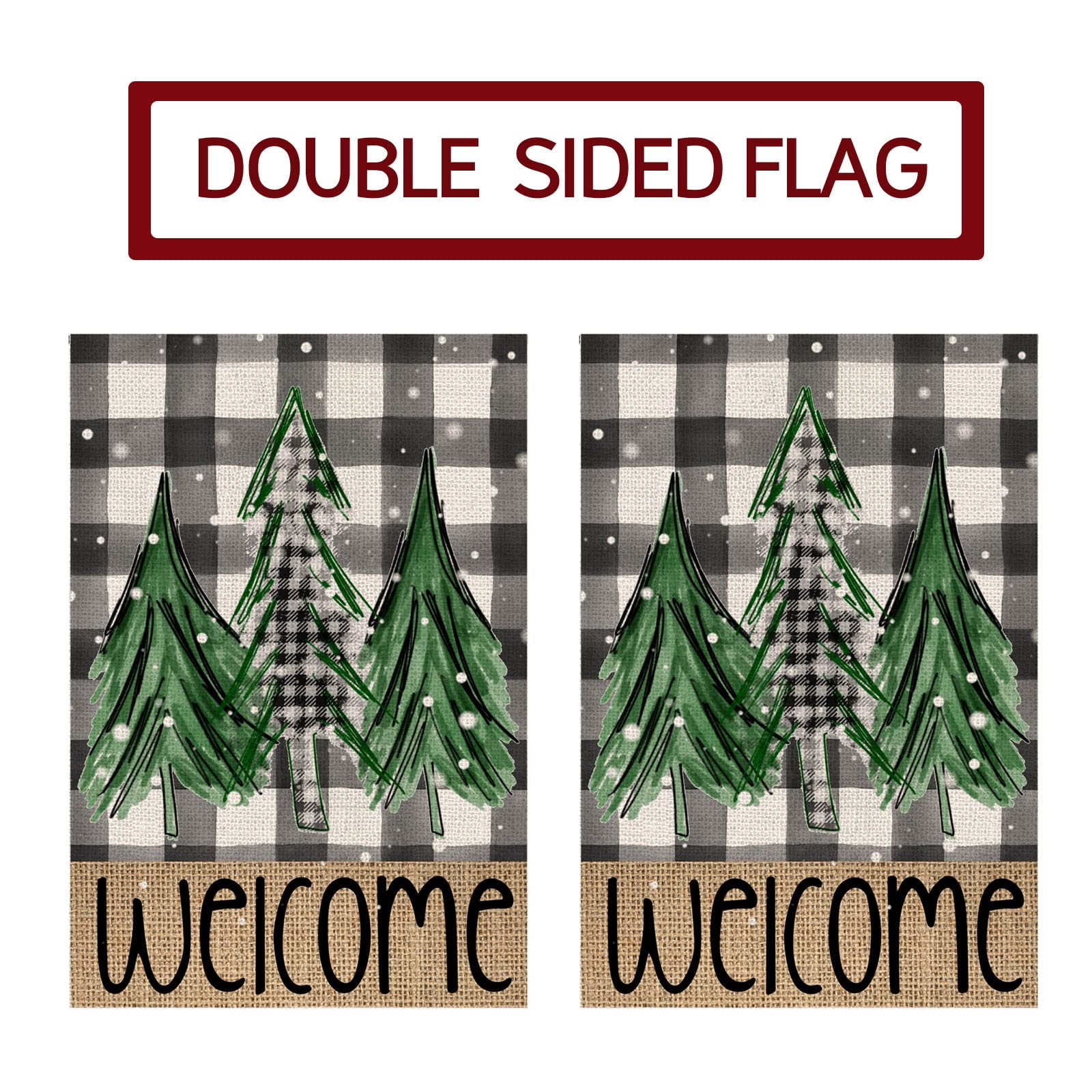 Detailed view of the double-sided print on the flag
