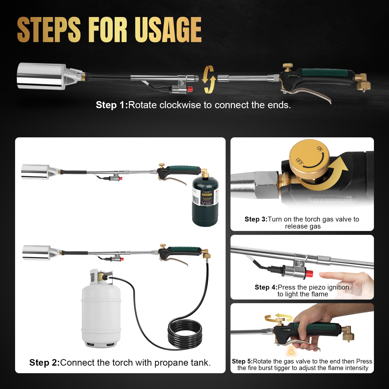 Detailed view of the GasBRUH propane torch connections
