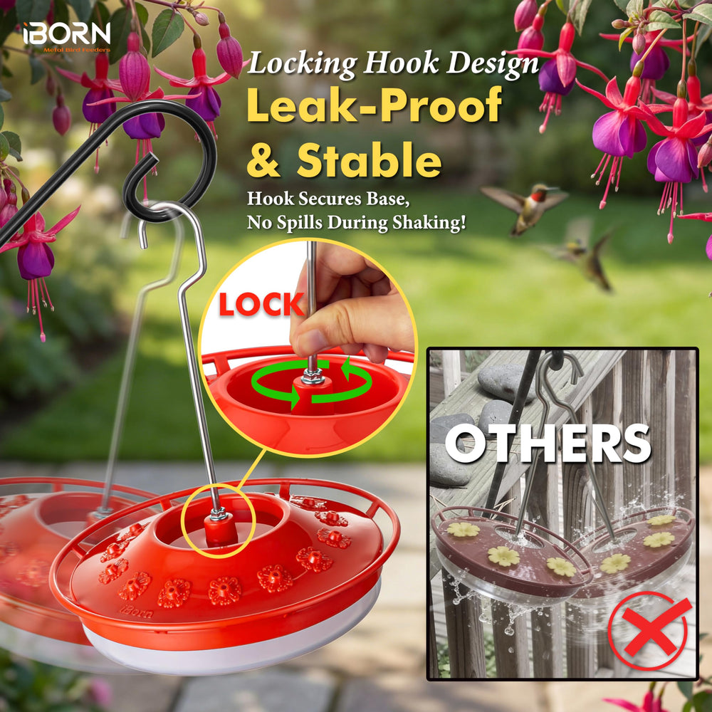 Detailed view of the leak-proof design of iBorn Hummingbird Feeder