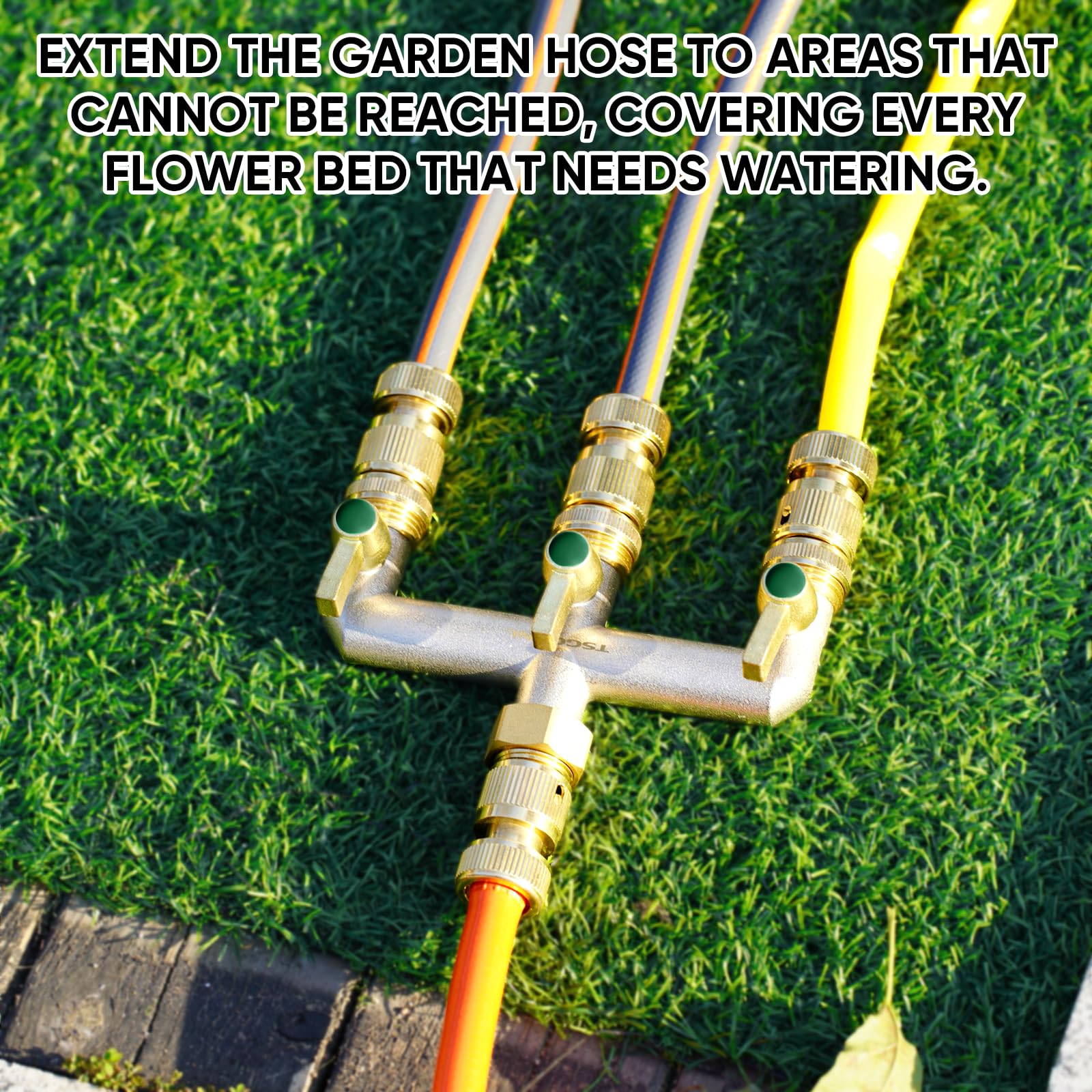Detailed view of the TSGOHNL hose splitter's 90-degree outlets