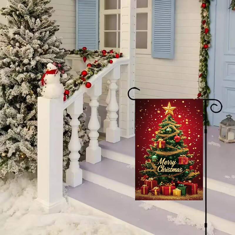 Detailed view of the vibrant colors on LienzoFest Merry Christmas Garden Flag