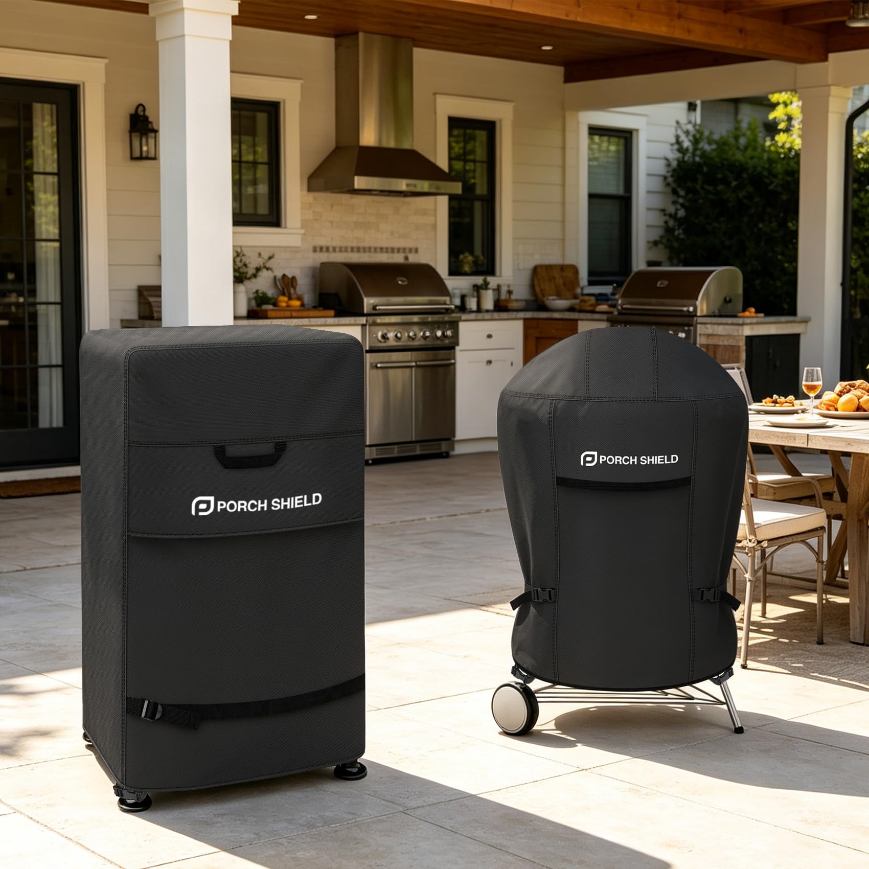 Detailed view of the waterproof undercoating of the smoker cover